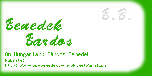 benedek bardos business card